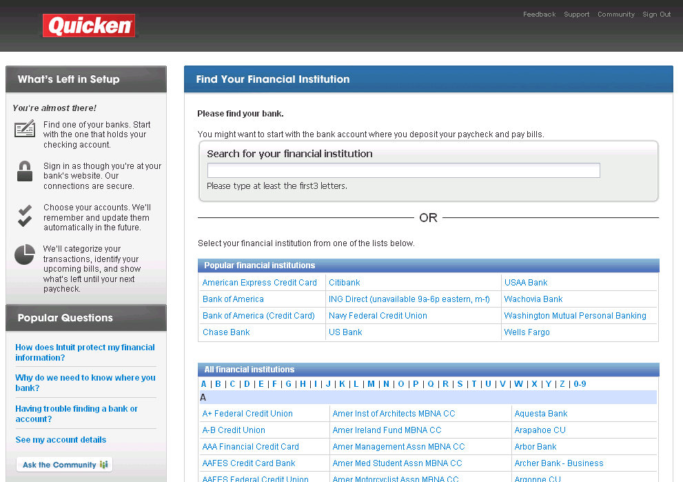 Quicken Online Accounts Quicken Online Accounts