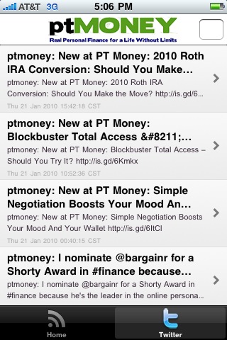 PT Money iPhone App Twitter