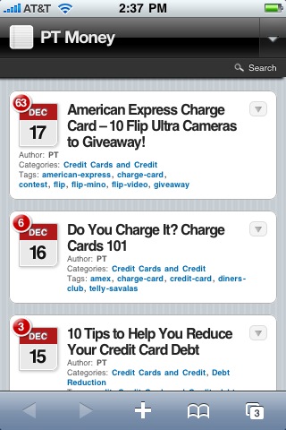 PT Money on WP Touch Mobile Browser