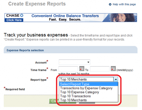 Ink Cash Business Card from Chase - Create Expense Repor