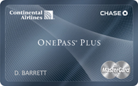 Continental Airlines OnePass Plus Card Big