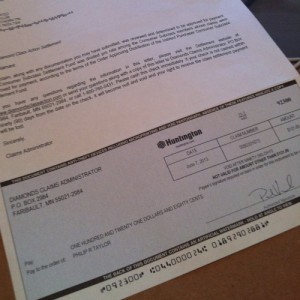 diamond settlement check
